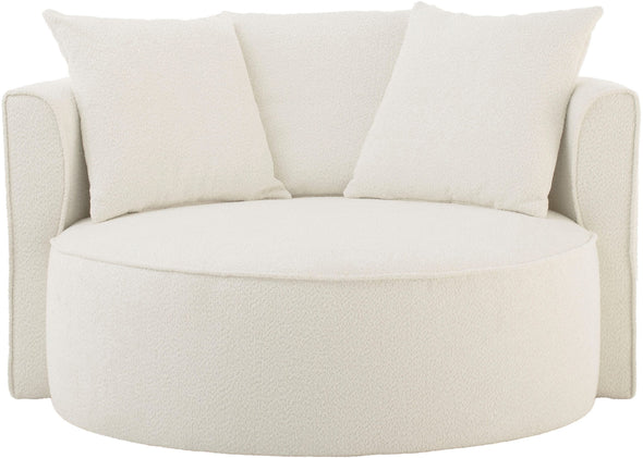 Fotoliu Isalie XXL din boucle pufos crem cu perne 153 cm