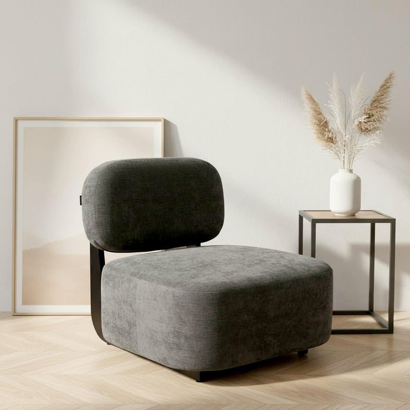 Fotoliu Lioran cu design impresionant gri cu baza de lemn - LunaHome.ro
