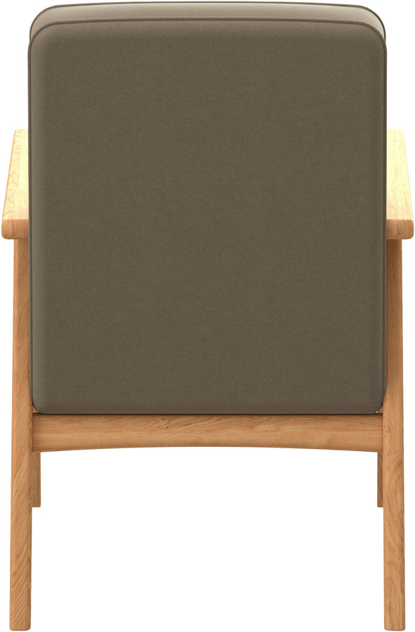 Fotoliu Alvared cu aspect de piele taupe si cadru din fag - LunaHome.ro