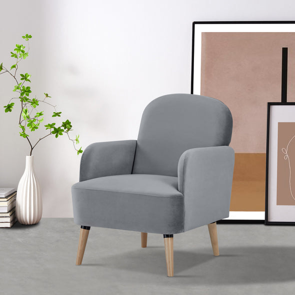 Fotoliu de relaxare Nafla din catifea gri - LunaHome.ro