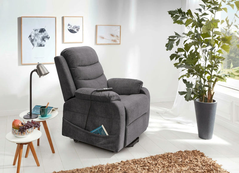 Fotoliu de relaxare cu reglaj electric, asistenta la ridicare cu husa gri - LunaHome.ro