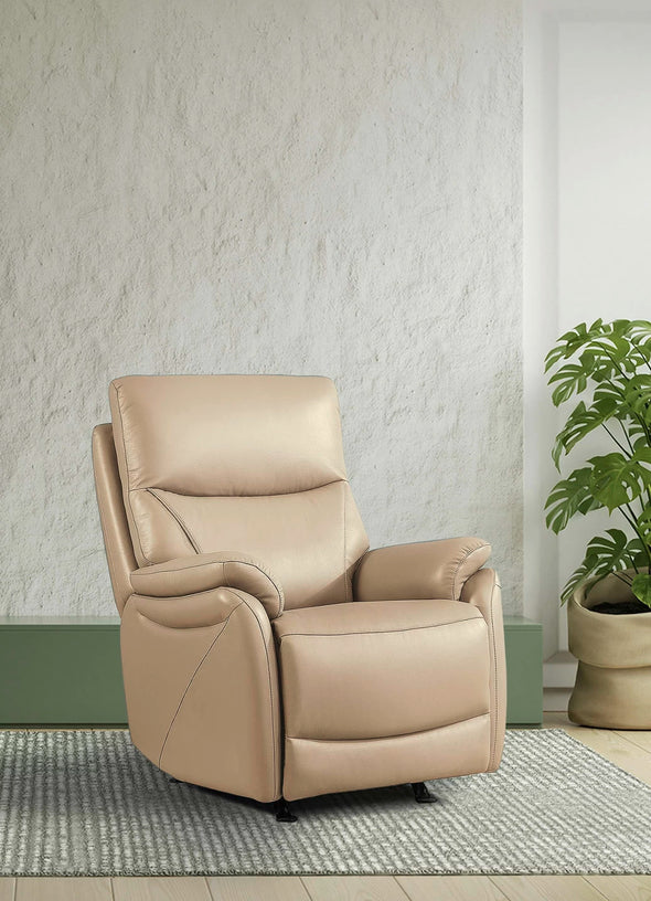 Fotoliu de relaxare din piele eco bej cu reglaj electric - LunaHome.ro