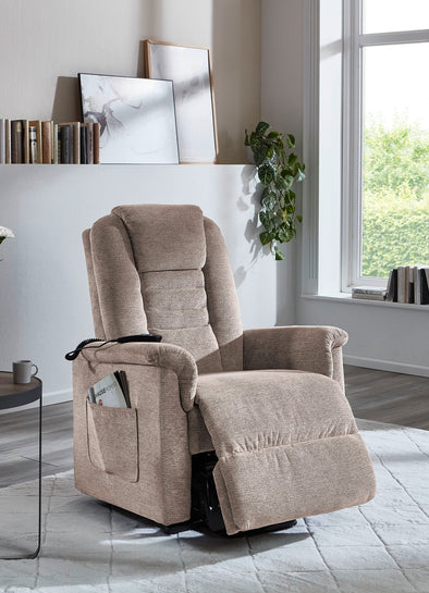 Fotoliu de relaxare tapitat cu reglaj electric taupe