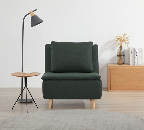 Fotoliu extensibil Ainsley cu tapiterie verde inchis