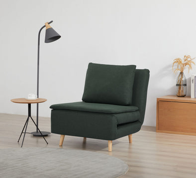 Fotoliu extensibil Ainsley cu tapiterie verde inchis