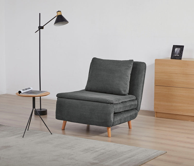 Fotoliu extensibil de dormit Ainsley cu tapiterie gri inchis - LunaHome.ro