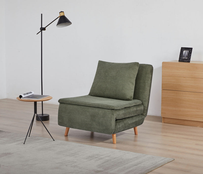 Fotoliu extensibil modern Ainsley cu tapiterie verde