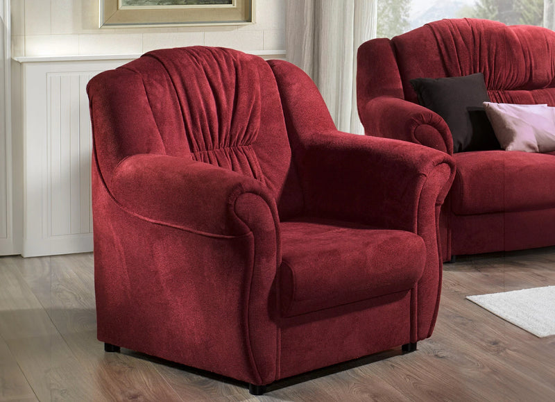Fotoliu fix Bader cu tapiterie bordeaux confortabil - LunaHome.ro