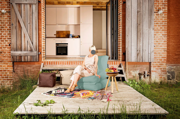 Fotoliu pouf extensibil Scuba de interior si exterior verde eucalipt - LunaHome.ro