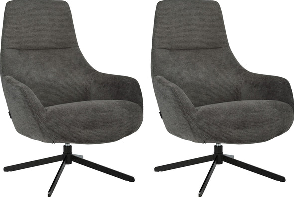 Fotoliu rotativ Clarinda cu tapiterie antracit si picior metalic