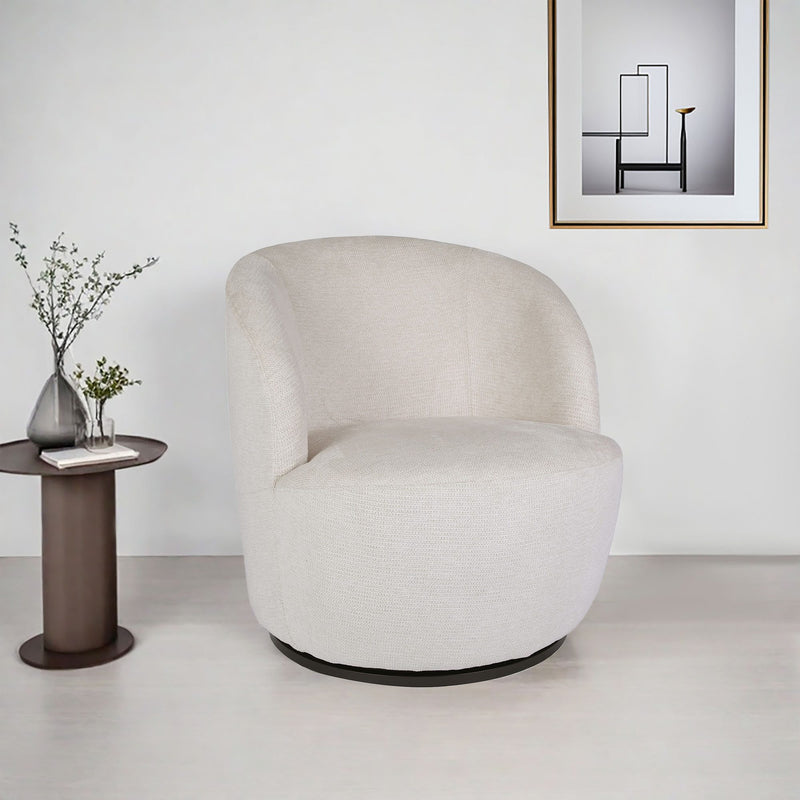 Fotoliu rotativ de relaxare Frazee cu design compact crem - LunaHome.ro