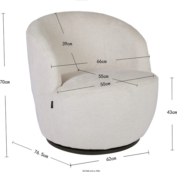 Fotoliu rotativ de relaxare Frazee cu design compact crem