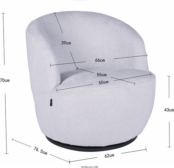 Fotoliu rotativ de relaxare Frazee cu design compact gri - LunaHome.ro