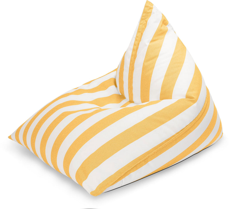 Fotoliu tip BeanBag Calypso cu design in dungi alb cu galben
