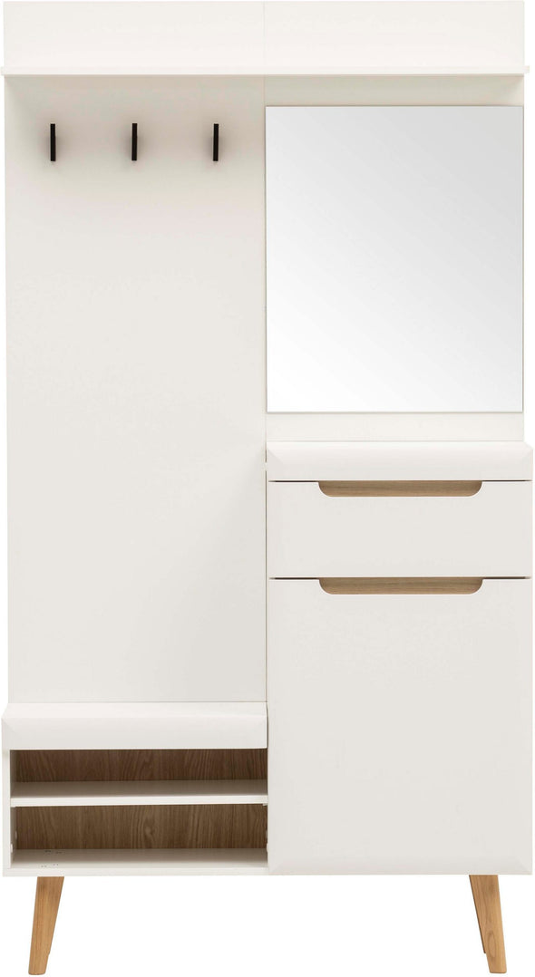 Garderoba Torge cu design scandinav alba 107 cm latime - LunaHome.ro