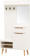 Garderoba Torge cu design scandinav alba 107 cm latime - LunaHome.ro