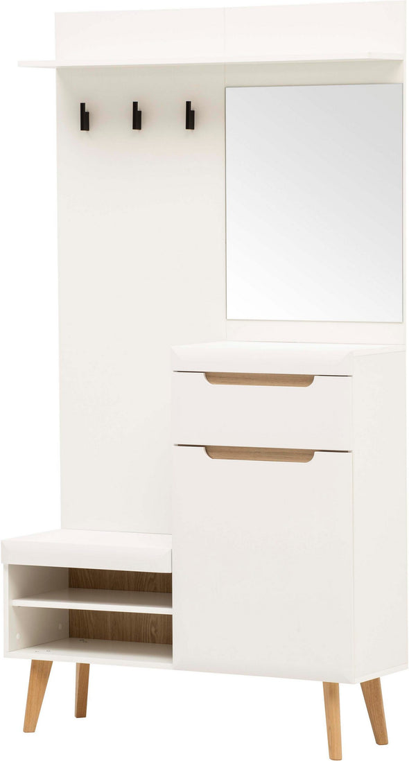 Garderoba Torge cu design scandinav alba 107 cm latime - LunaHome.ro