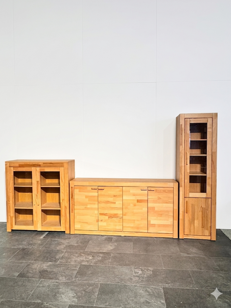 Set de living Woltra 3 piese, cu fronturi din fag natur - LunaHome.ro