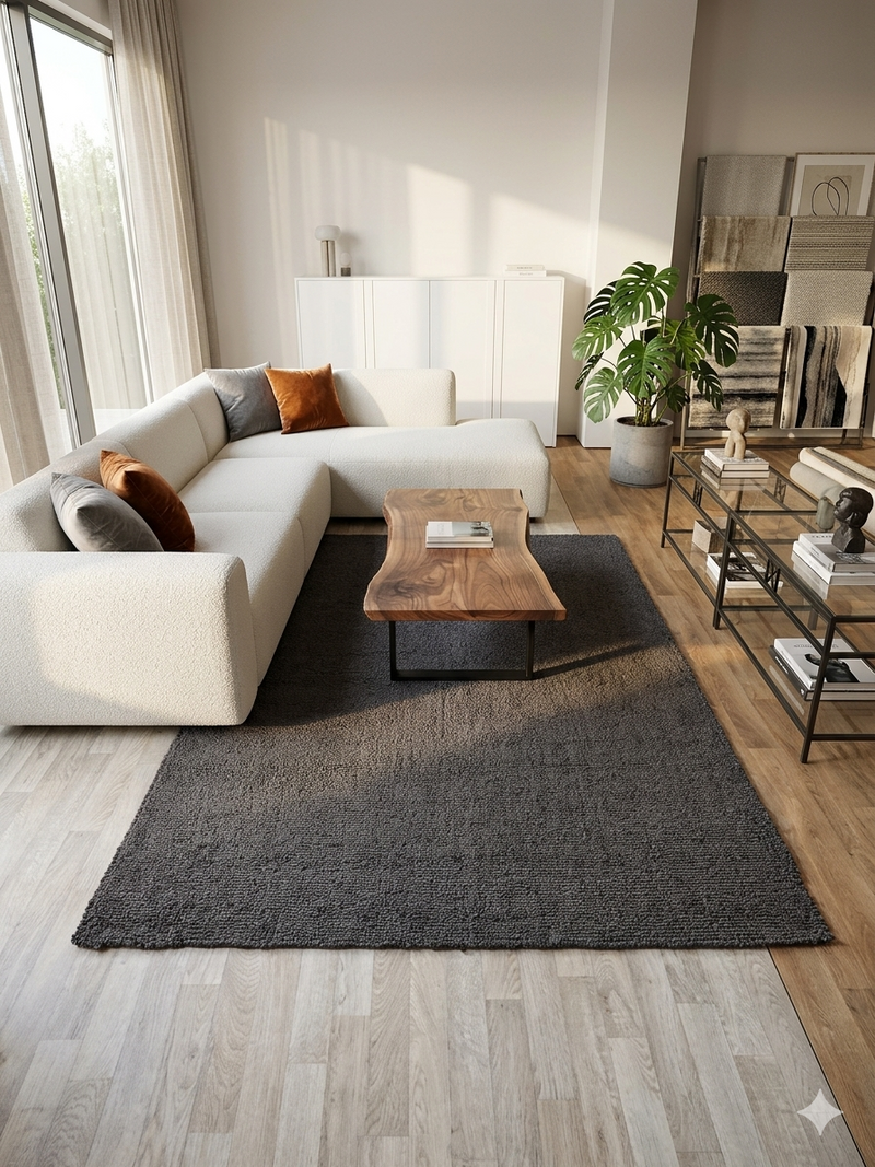 Covor Noelia gros cu aspect de lână gri 160x230 cm - LunaHome.ro