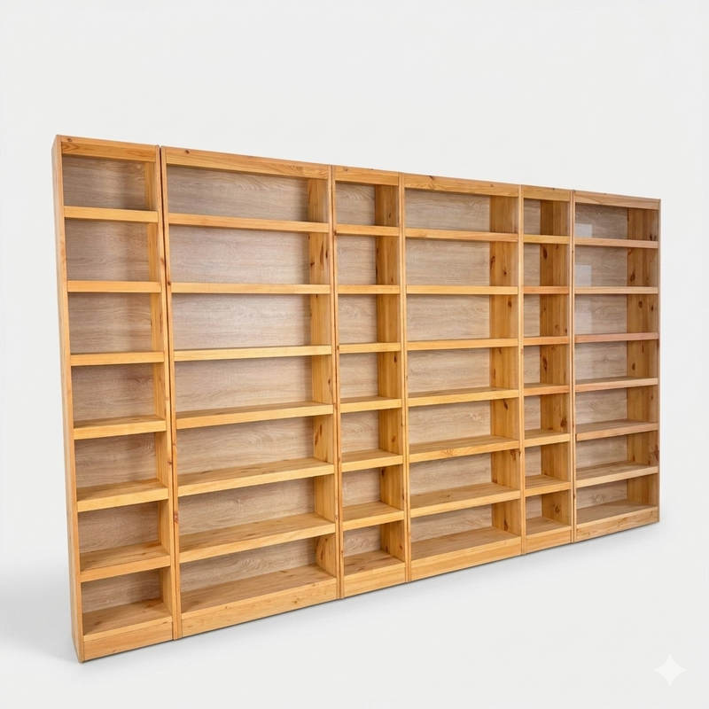 Set 6 rafturi de biblioteca Soeren din pin masiv 360 cm - LunaHome.ro