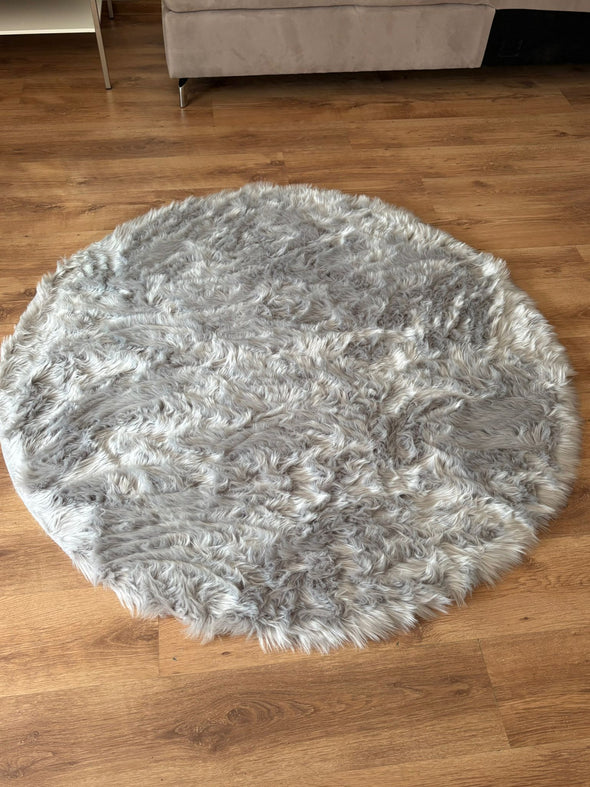 Covor de blană »Valeria« rotund foarte moale si pufos, gri 140 cm (Copy) - LunaHome.ro