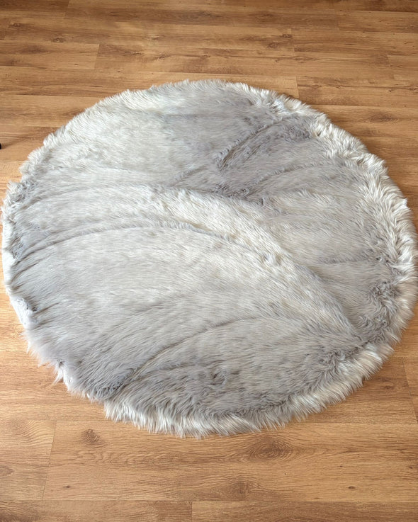 Covor de blană »Valeria« rotund foarte moale si pufos, gri 140 cm (Copy) - LunaHome.ro