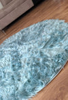 Covor de blană »Valeria« rotund foarte moale si pufos, bleu 160 cm - LunaHome.ro
