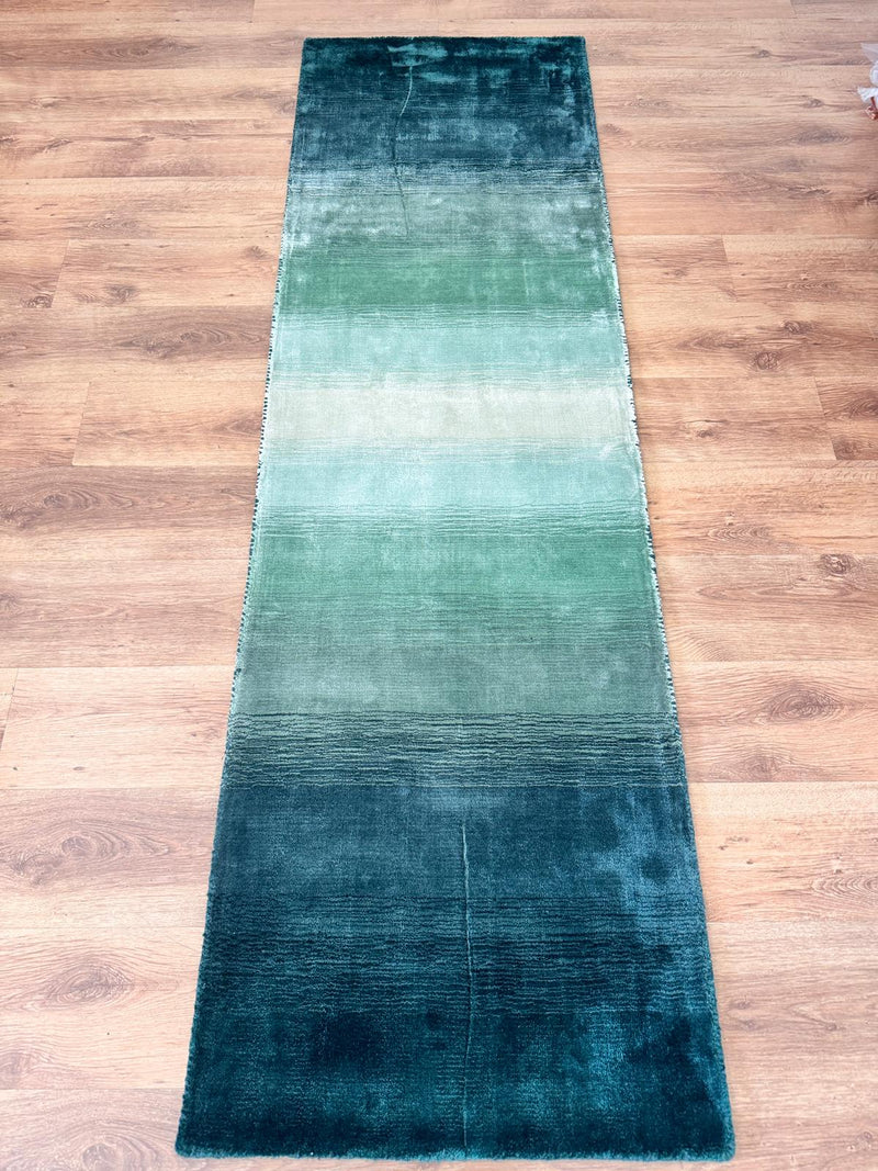 Covor traversa »Katalin« din viscoza cu aspect matasos verde 90x250 cm - LunaHome.ro