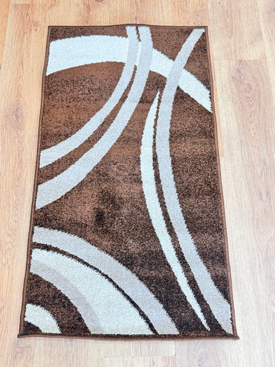 Covor traversa Cappuccino cu model modern maro 60x110 cm - LunaHome.ro