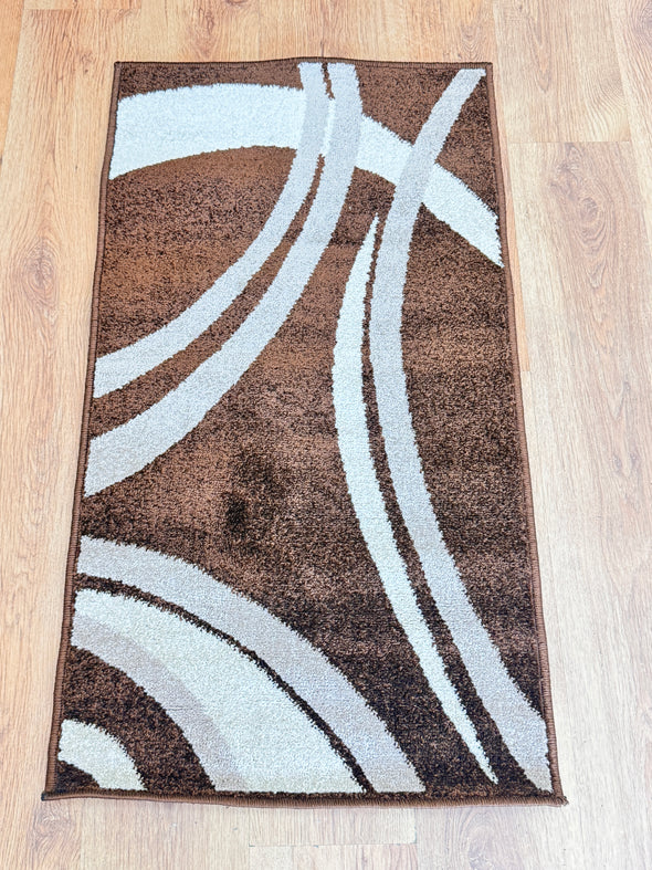 Covor traversa Cappuccino cu model modern maro 60x110 cm - LunaHome.ro