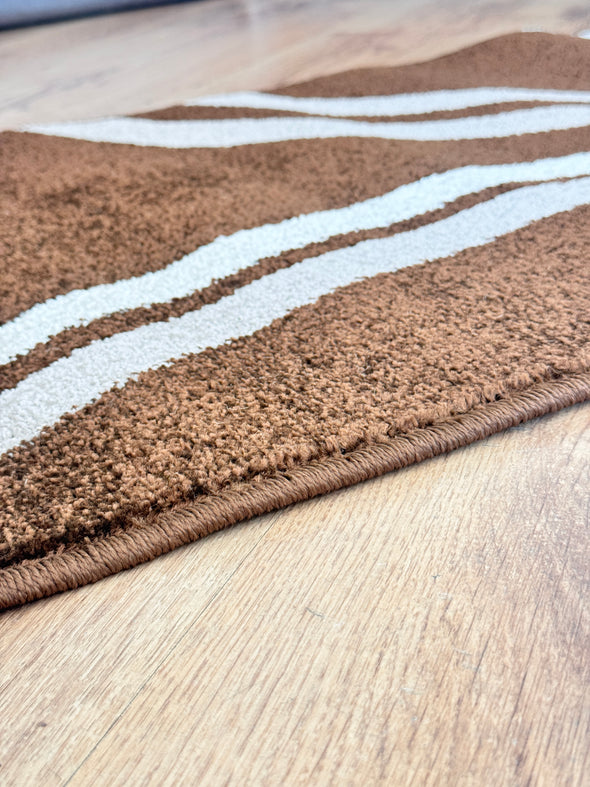 Covor traversa Cappuccino cu model modern maro 60x110 cm - LunaHome.ro