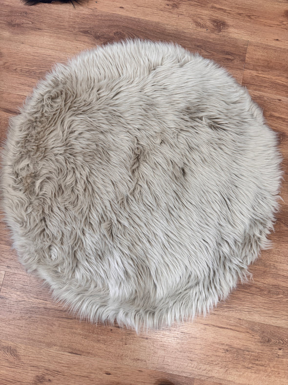 Covor de blană »Valeria« rotund foarte moale si pufos bej 90 cm - LunaHome.ro