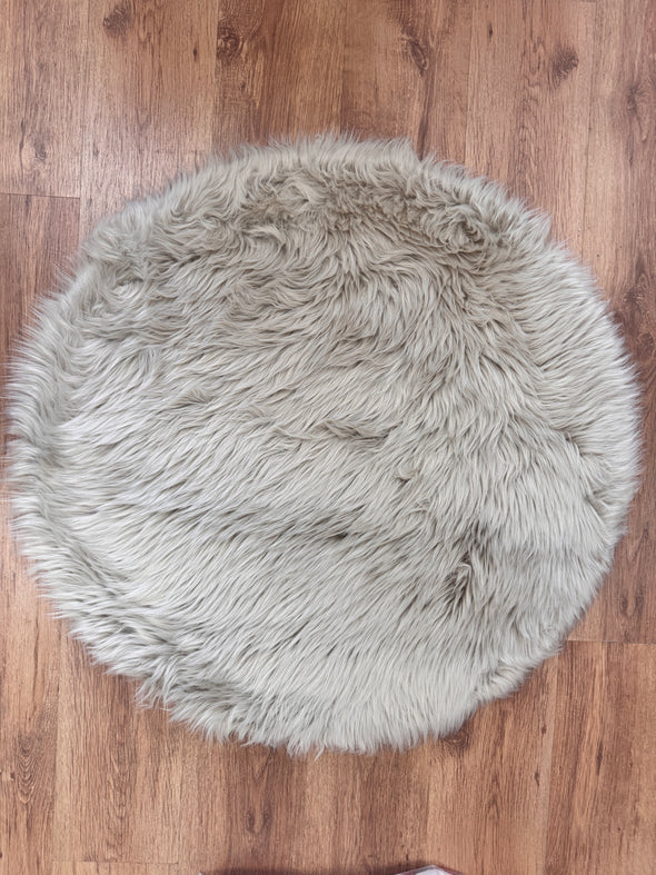Covor de blană »Valeria« rotund foarte moale si pufos bej 90 cm - LunaHome.ro