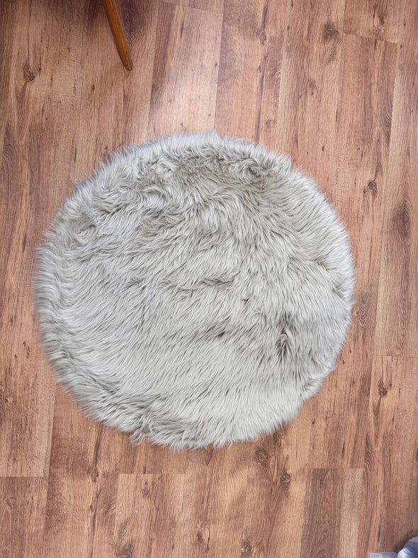 Covor de blană »Valeria« rotund foarte moale si pufos bej 90 cm - LunaHome.ro