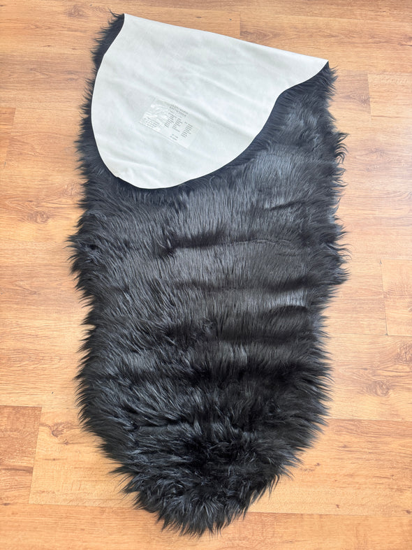 Blăniță sintetică Triana foarte moale si pufoasa neagră 65x180 cm - LunaHome.ro