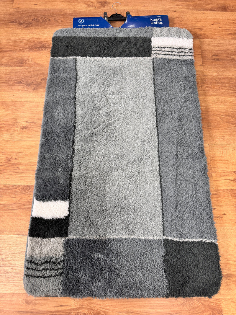 Covor de baie cu nuante de gri, foarte moale, lavabil 70x120 cm - LunaHome.ro