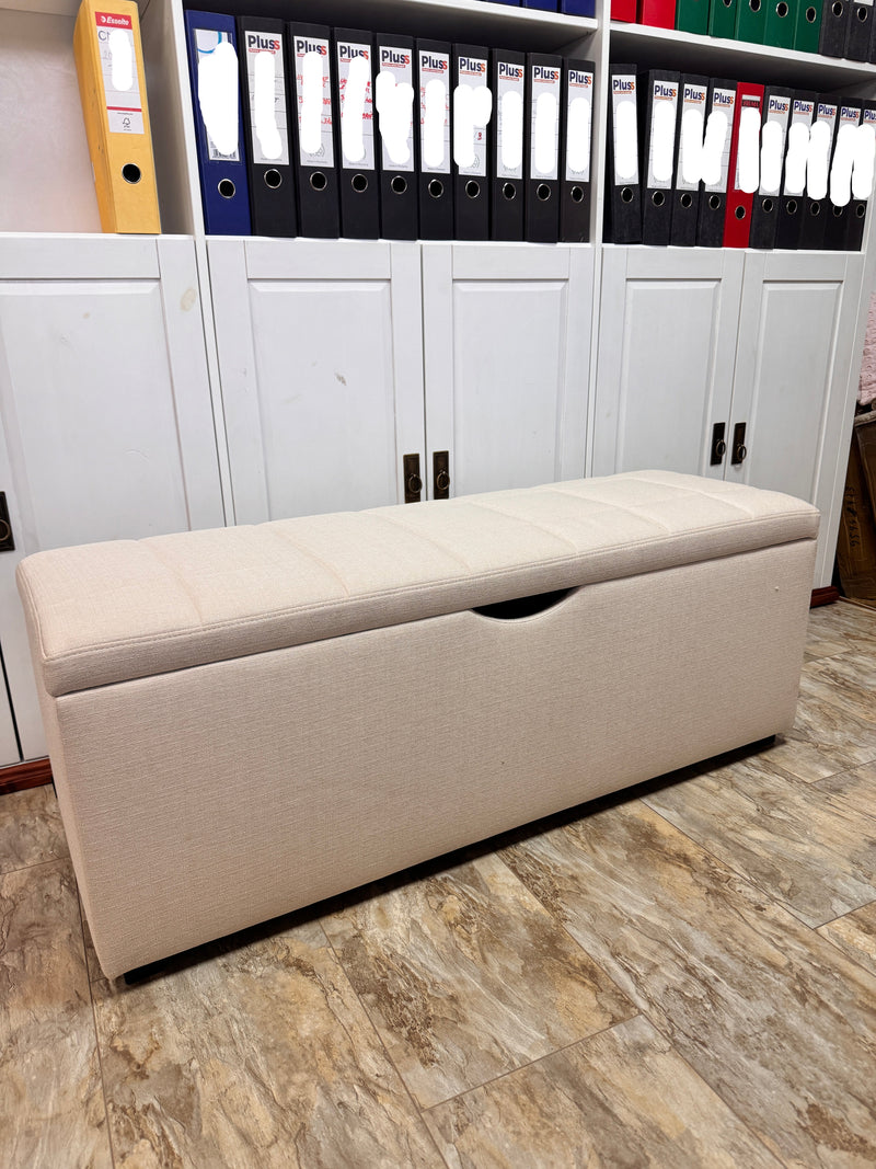 Bancheta Standard cu tesatura fina bej cu depozitare 120 cm