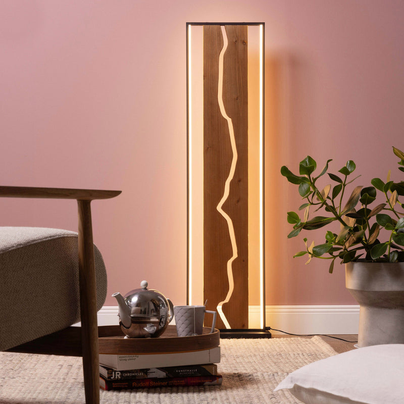 Lampadar Thunder din lemn si metal cu LED 115 cm inaltime - LunaHome.ro