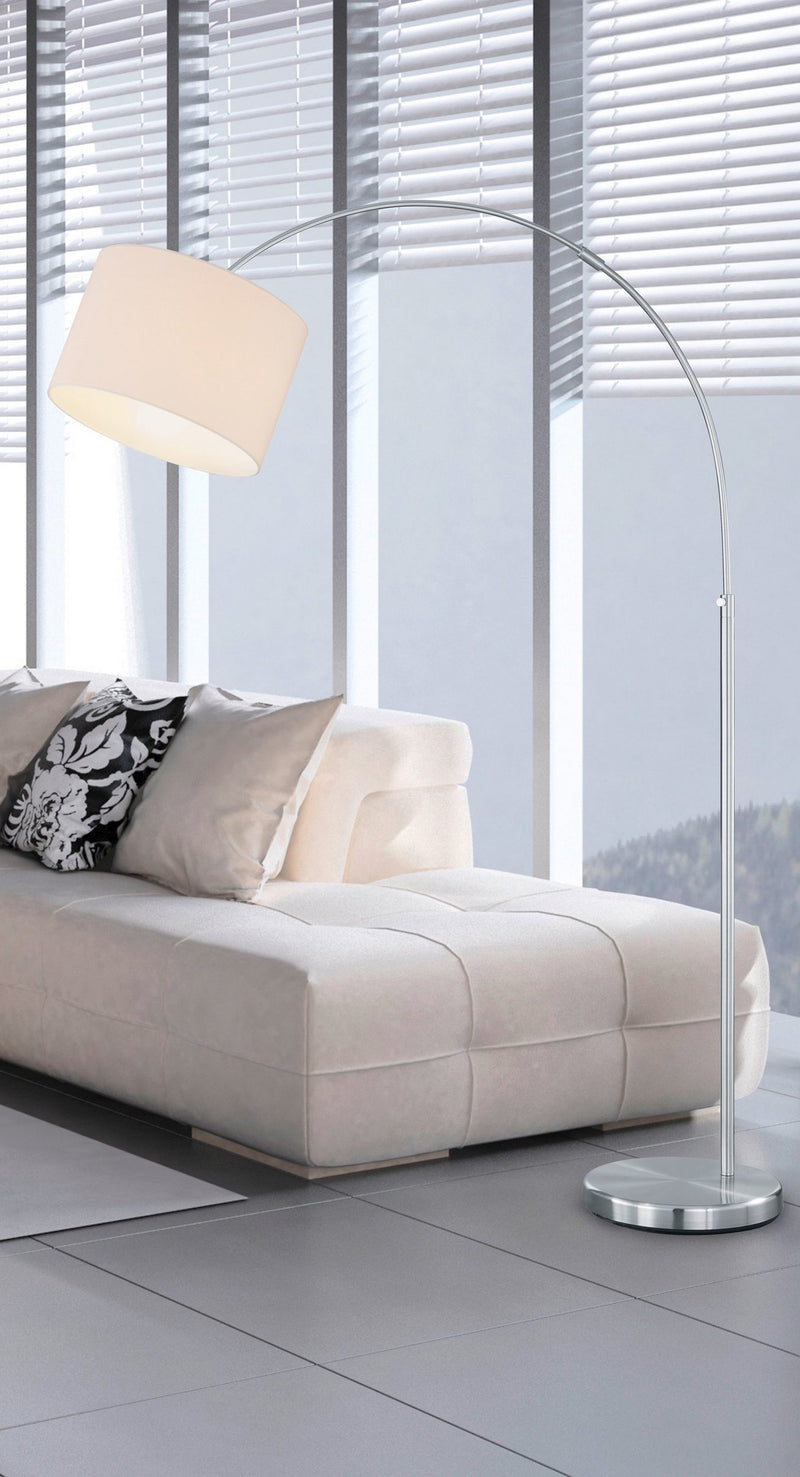 Lampadar Trio Hotel cu arc reglabil si abajur textil alb - LunaHome.ro
