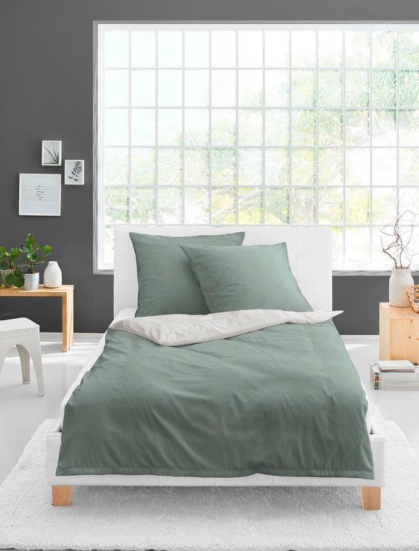 Lenjerie Modern uni din bumbac din 3 piese, pat matrimonial - LunaHome.ro