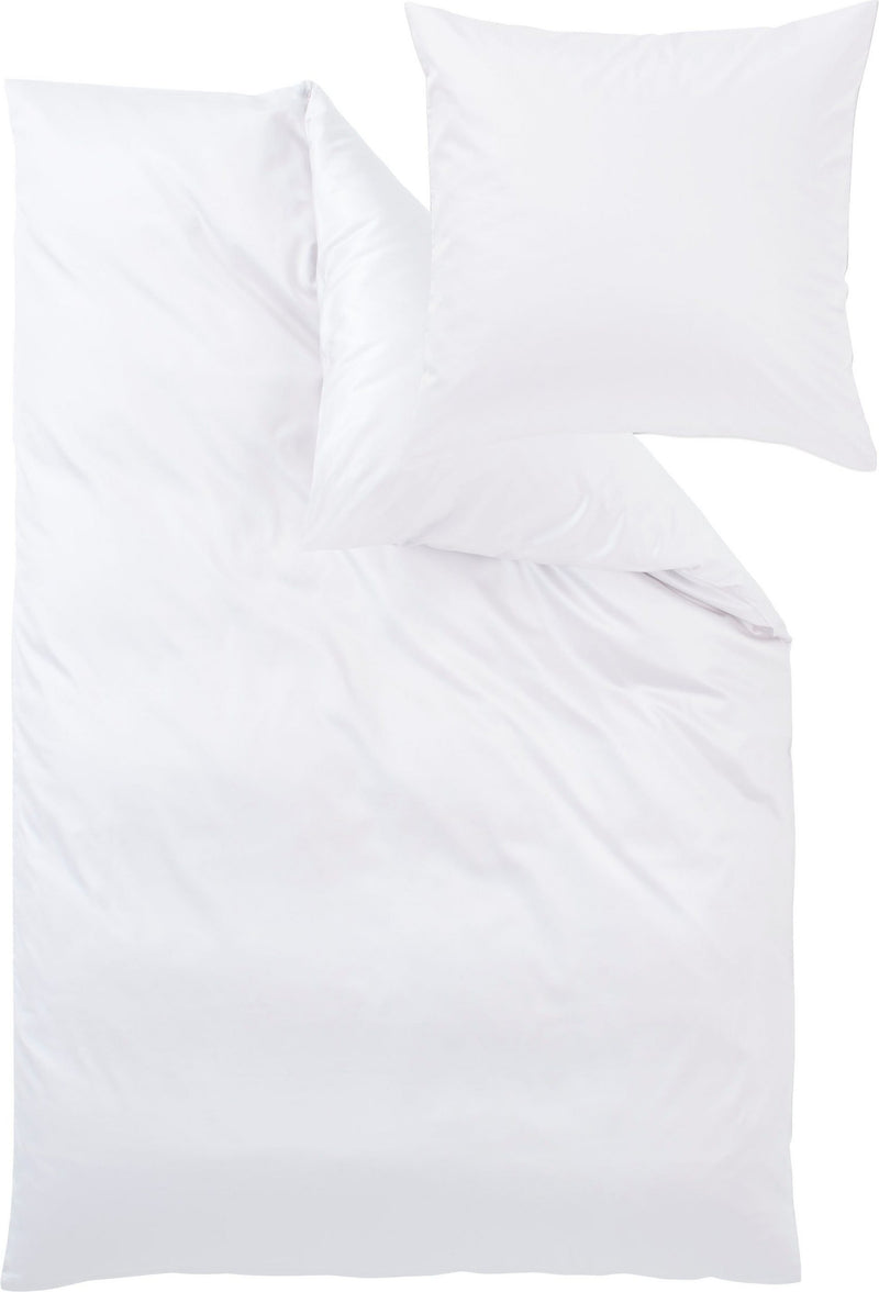 Lenjerie de pat Uni-Mako-Satin alb din 2 piese pentru o persoana - LunaHome.ro