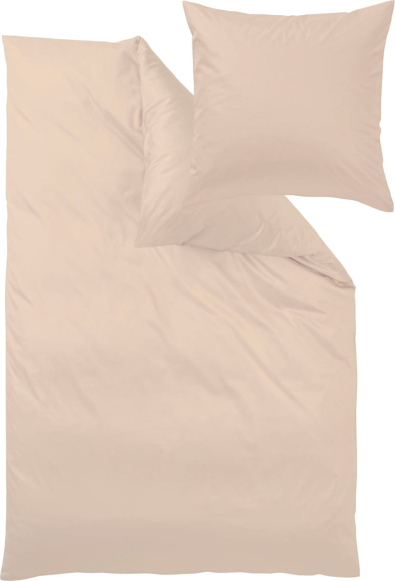 Lenjerie de pat Uni-Mako-Satin din 2 piese pentru o persoana, bej - LunaHome.ro