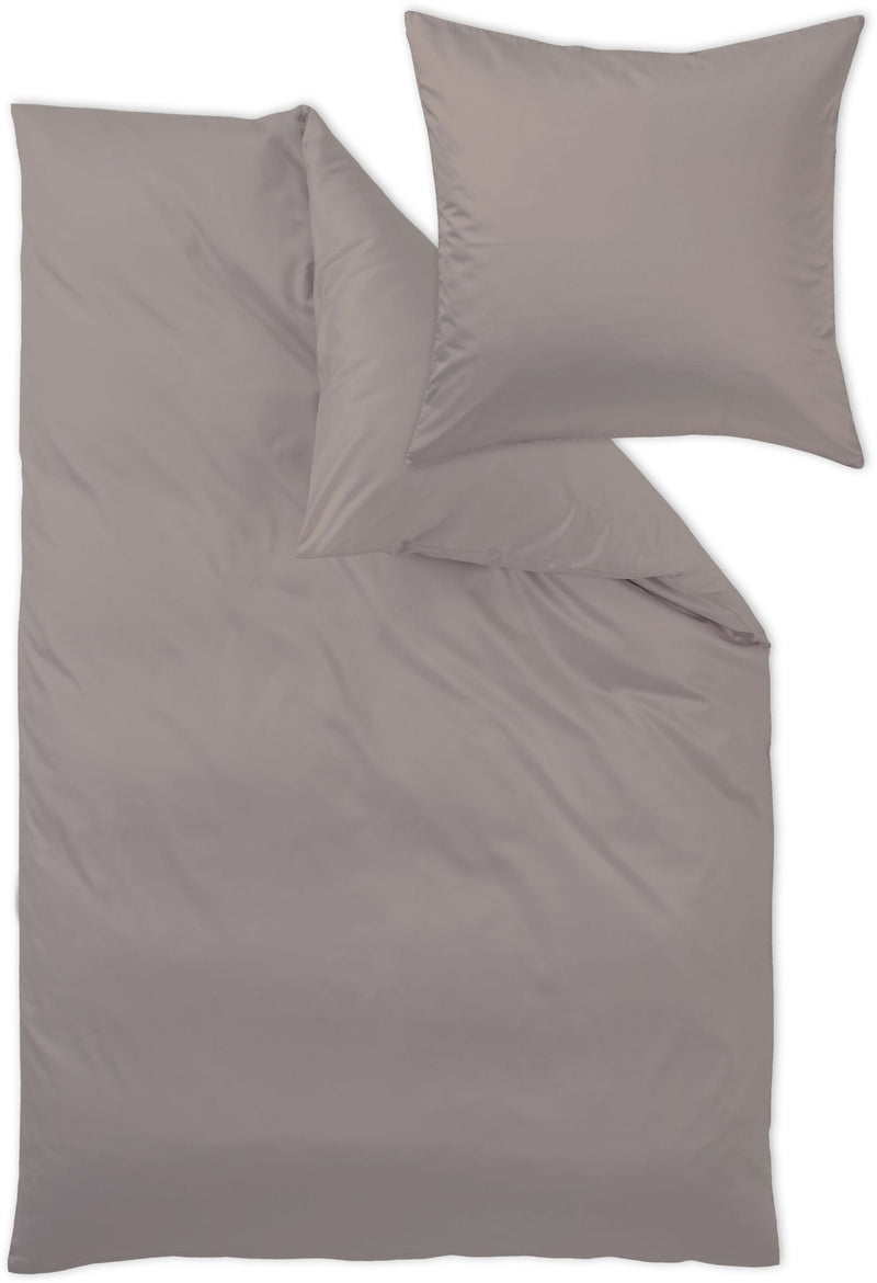 Lenjerie de pat Uni-Mako-Satin din 2 piese pentru o persoana, taupe - LunaHome.ro