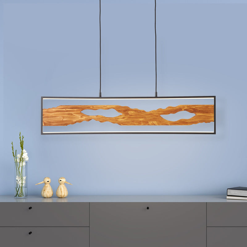Lustra Chaumont din lemn si metal cu LED 100 cm lățime - LunaHome.ro
