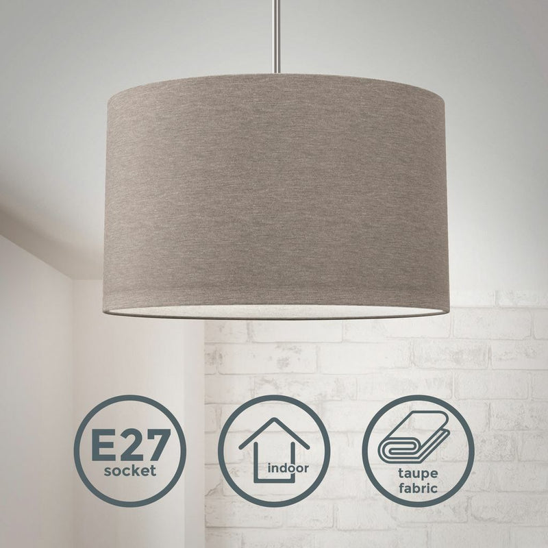 Lustra BKLicht cu abajur textil taupe si inaltime reglabila - LunaHome.ro