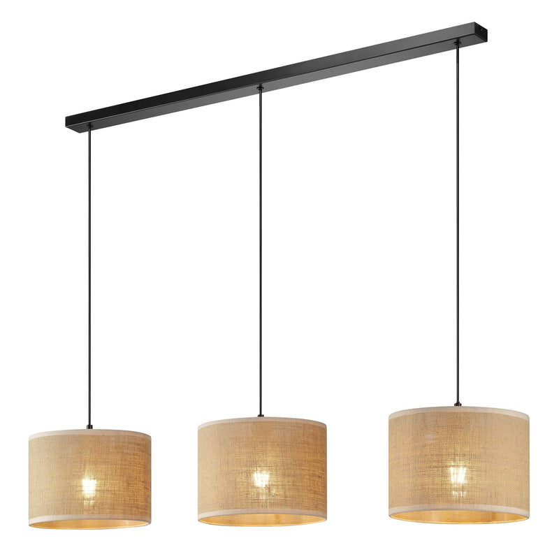 Lustra Mikka cu 3 abajururi din in bej 100 cm latime - LunaHome.ro