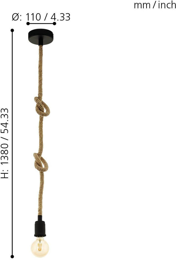 Lustra pendul EGLO RAMPSIDE din metal si funie