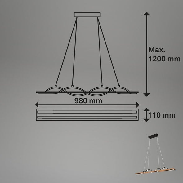 Lustra moderna LED Briloner cu lemn 98 cm - LunaHome.ro