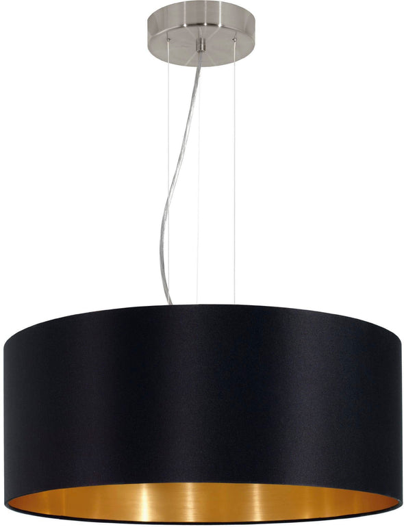 Lustra pandant Maserlo Eglo cu abajur textil negru 53 cm diametru - LunaHome.ro