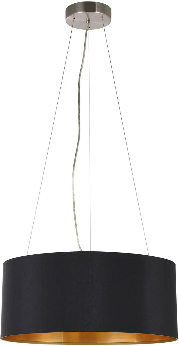Lustra pandant Maserlo Eglo cu abajur textil negru 53 cm diametru - LunaHome.ro